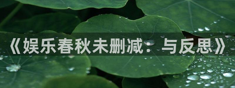 永盈welcome体育老板是谁：《娱乐春秋未删减：与反思》